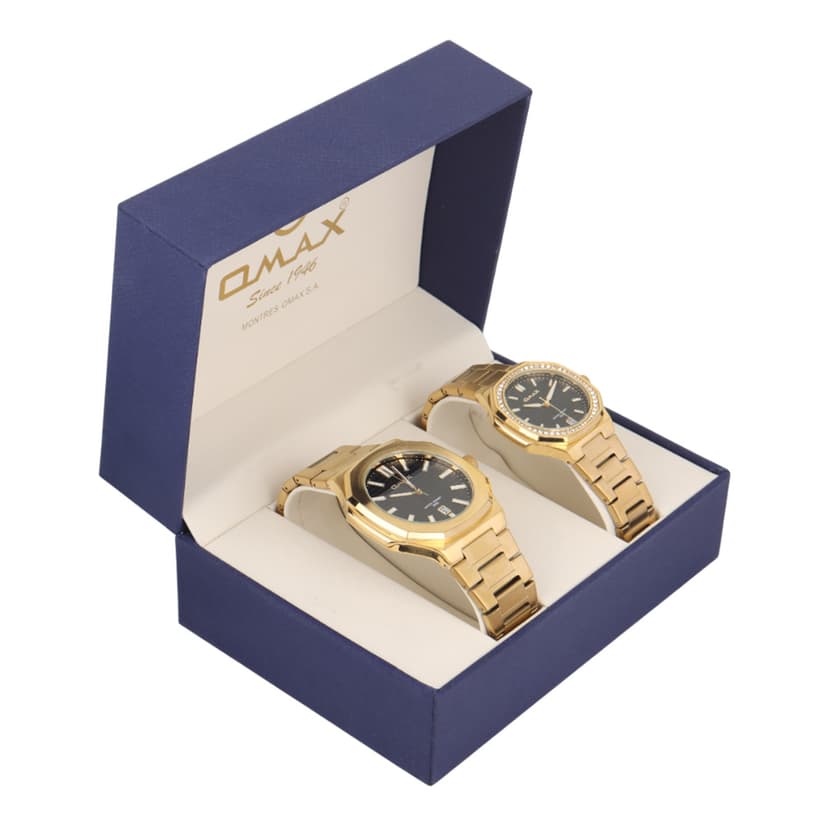OMAX Watch Set Gold
