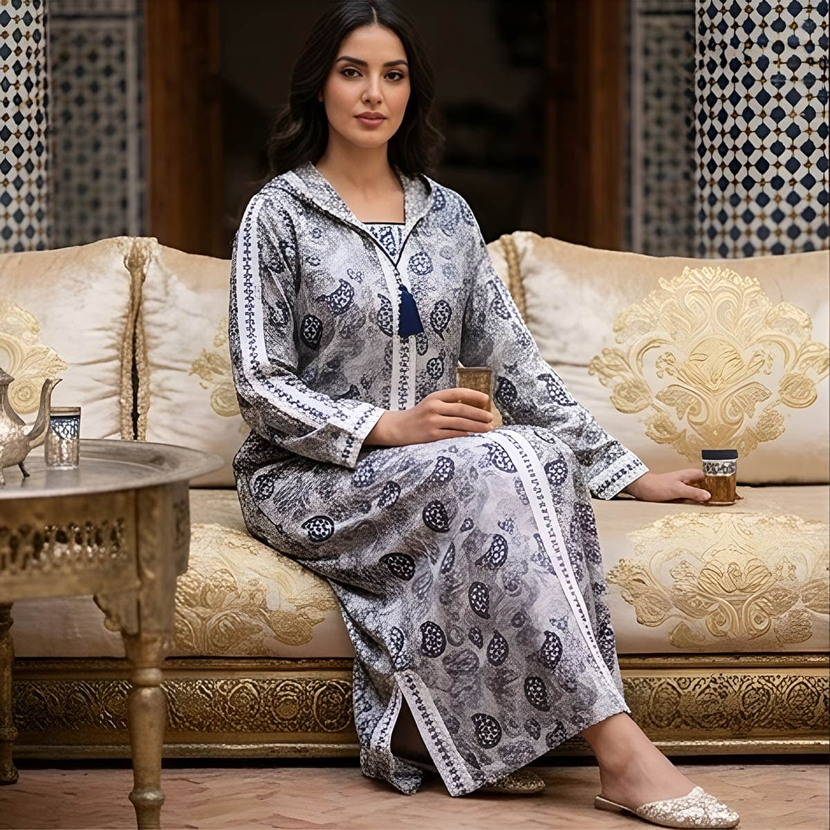 Ladies Jalabiya-Grey-L