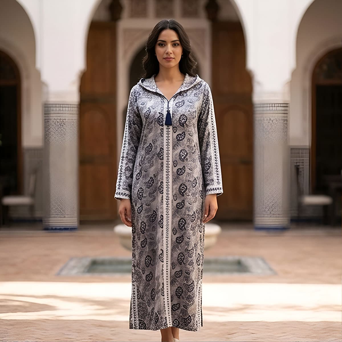 Ladies Jalabiya-Grey-L
