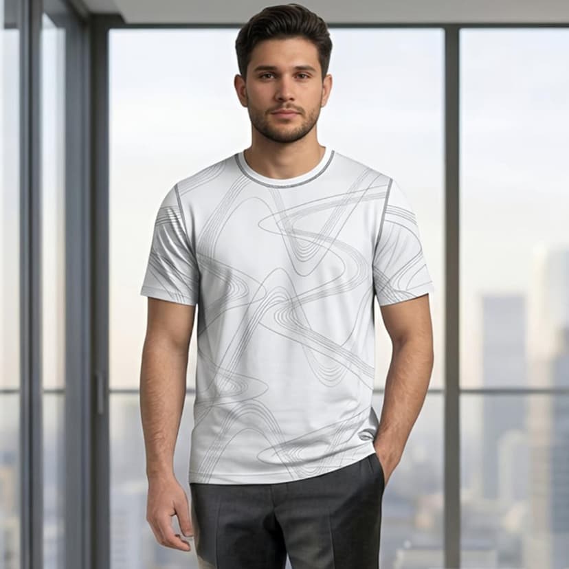Men Plain Round Neck T-Shirt Short Sleeve