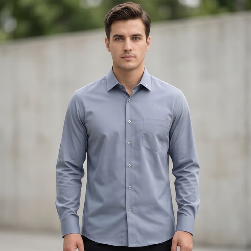 Regular Formal Shirt Grey Long Sleeve
