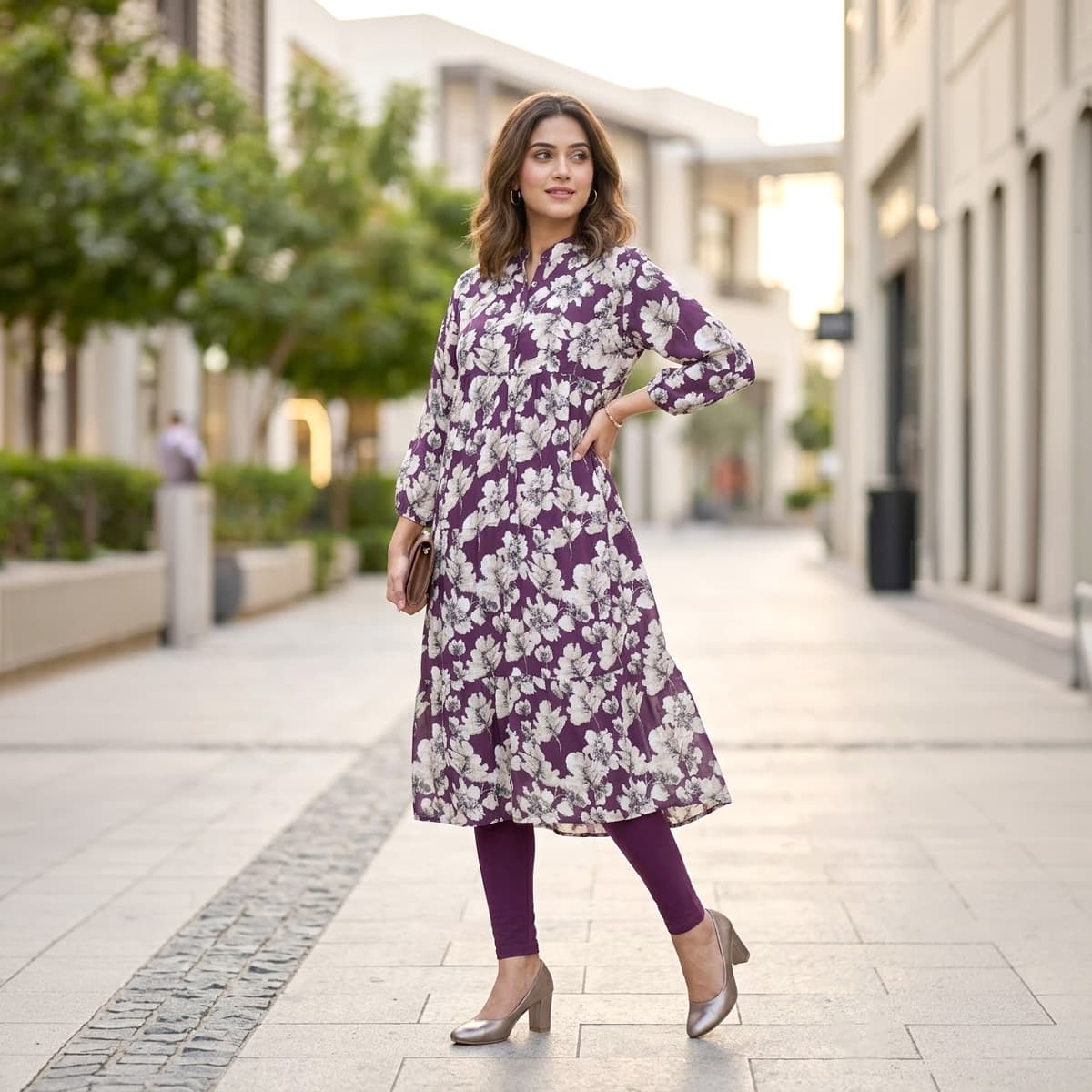 Ladies Kurti-Purple-XXL