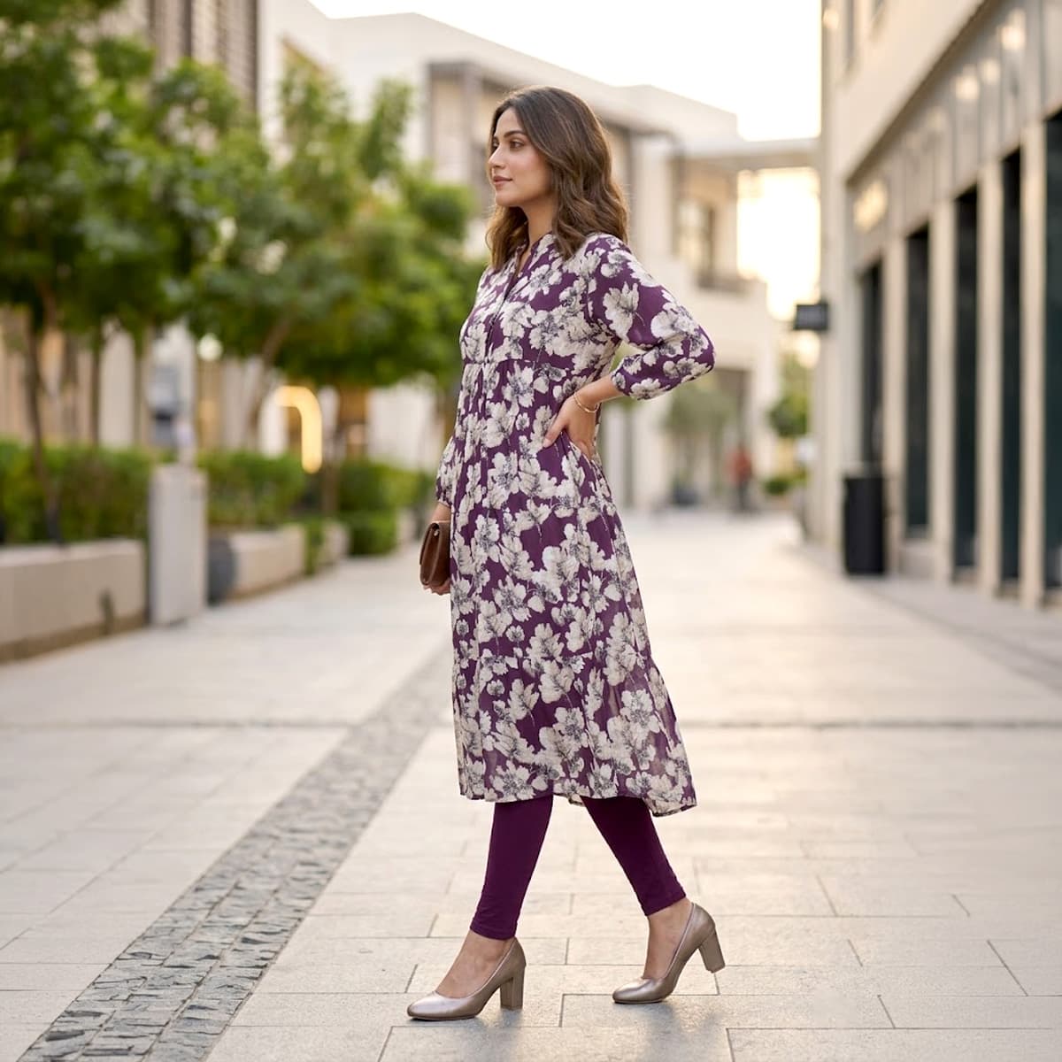 Ladies Kurti-Purple-XXL