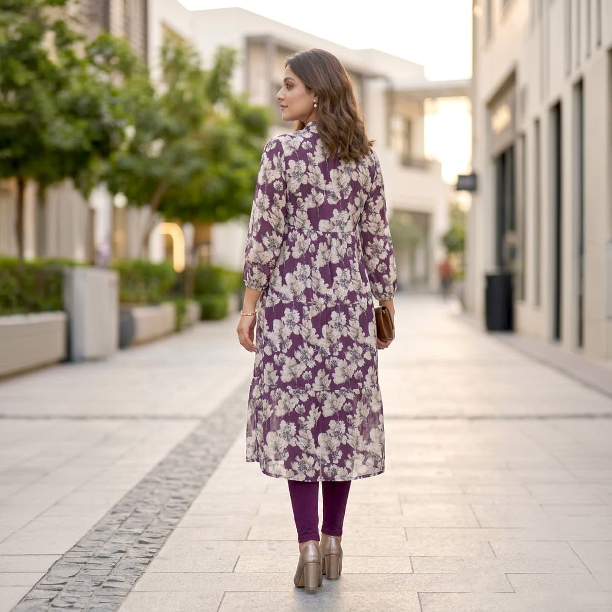 Ladies Kurti-Purple-XXL