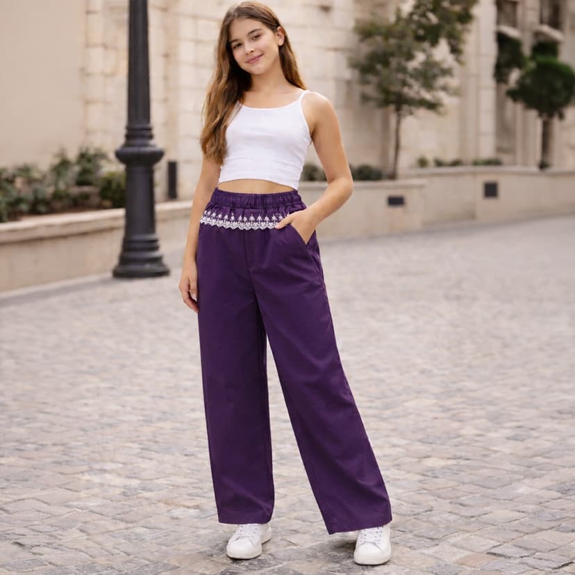 Girls Cotton Pant Plain