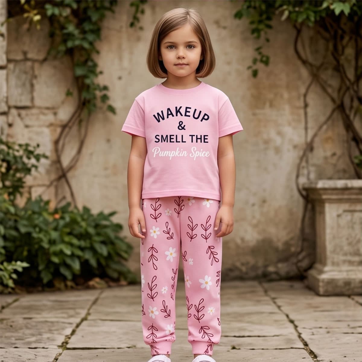Girls Pyjama Short Sleeve-Pink-3