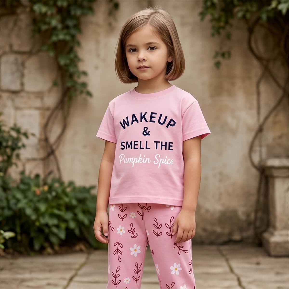 Girls Pyjama Short Sleeve-Pink-3