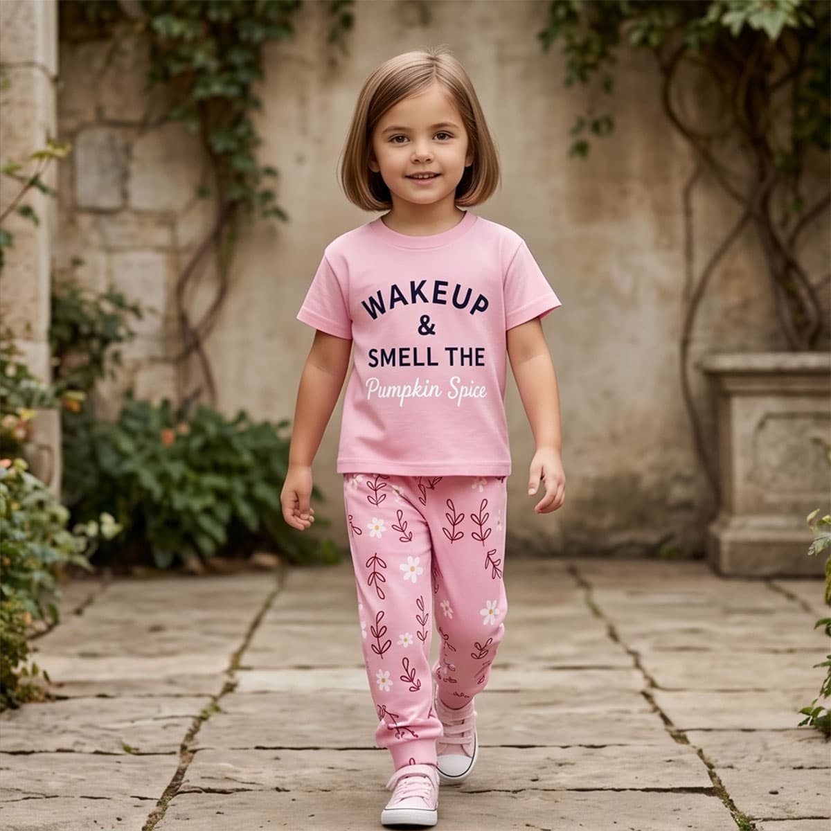 Girls Pyjama Short Sleeve-Pink-3