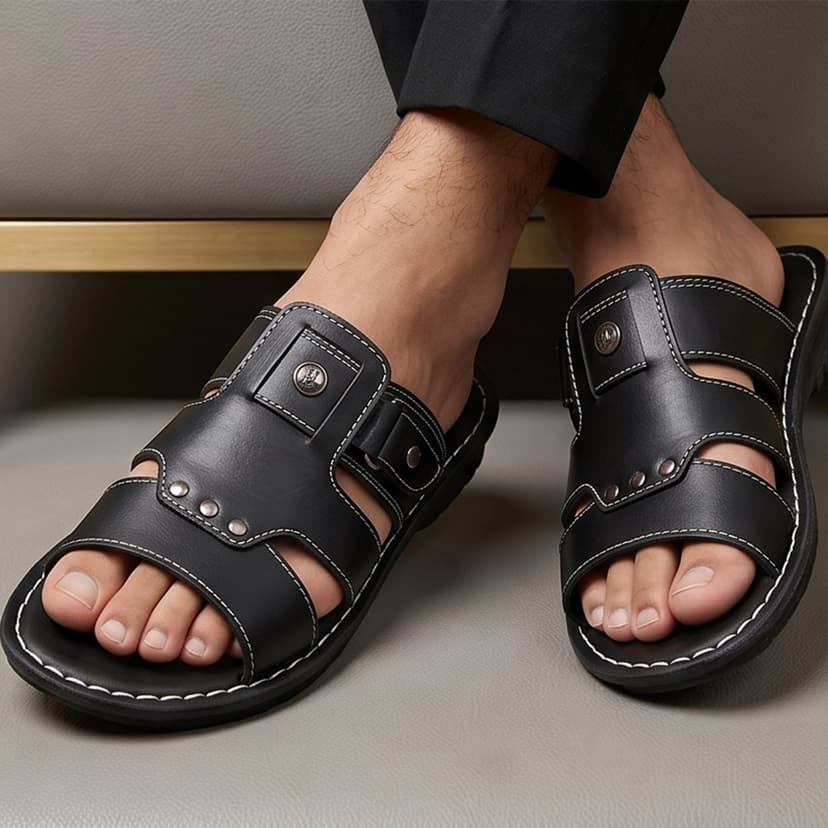 Arabic PU Slip-On Slippers