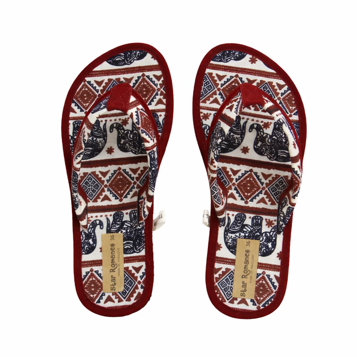 Ladies Flat Comfort Slippers-Red