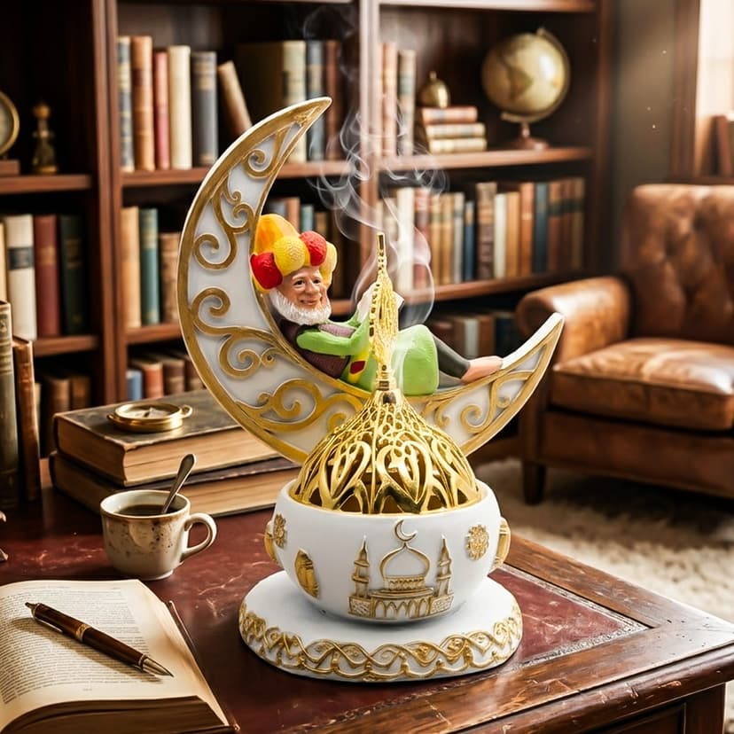 Ceramic Burner with Figure Design and Crescent Moon
