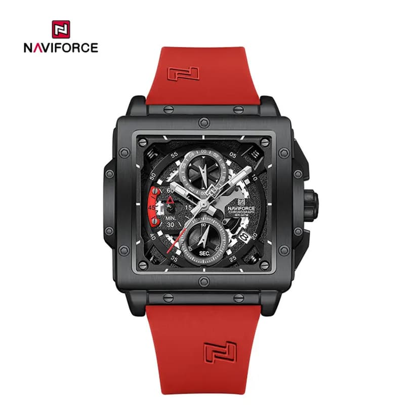 Naviforce Gents Rubber Watches Red 07843-8064