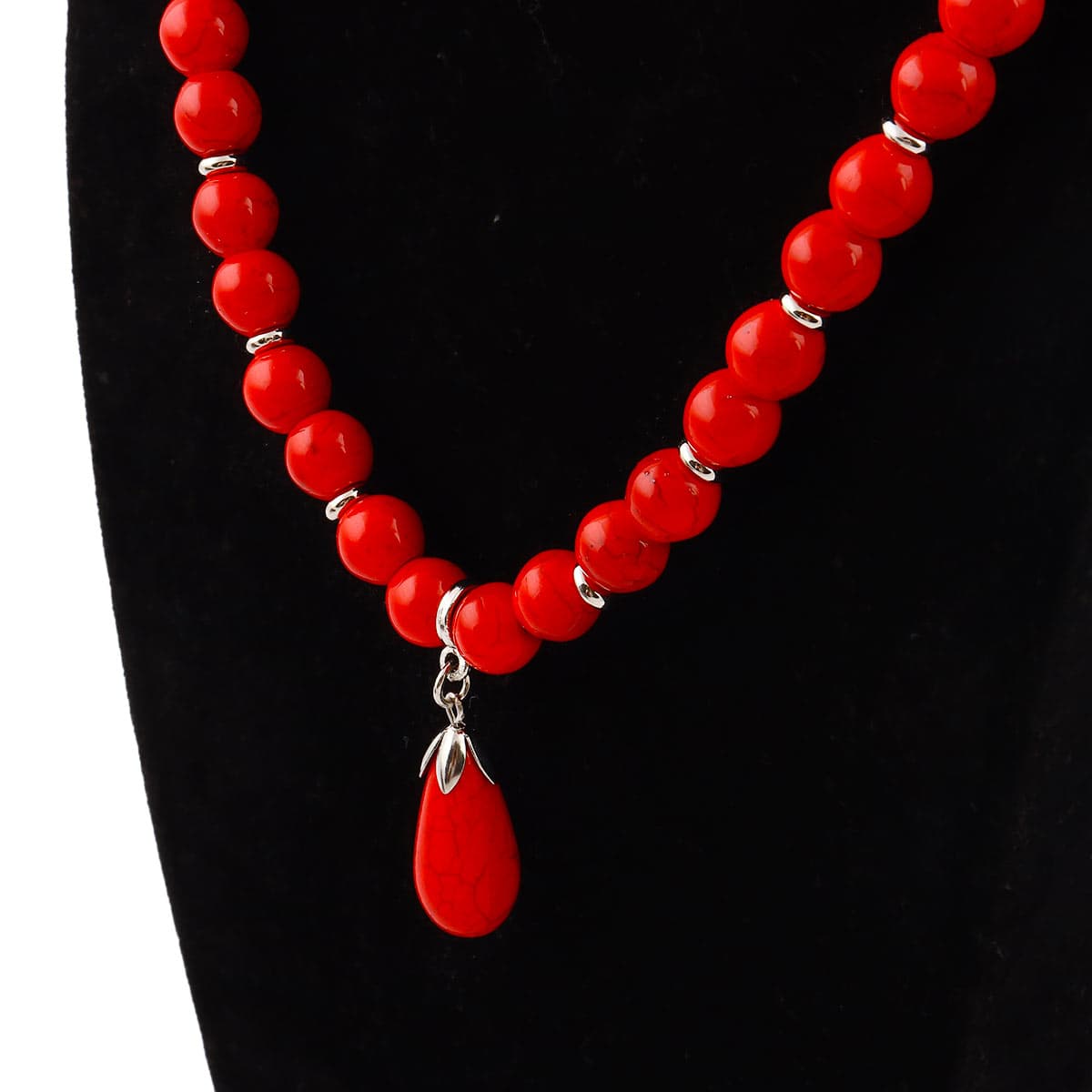 Ladies Stone Necklace Red - Gz-La-4