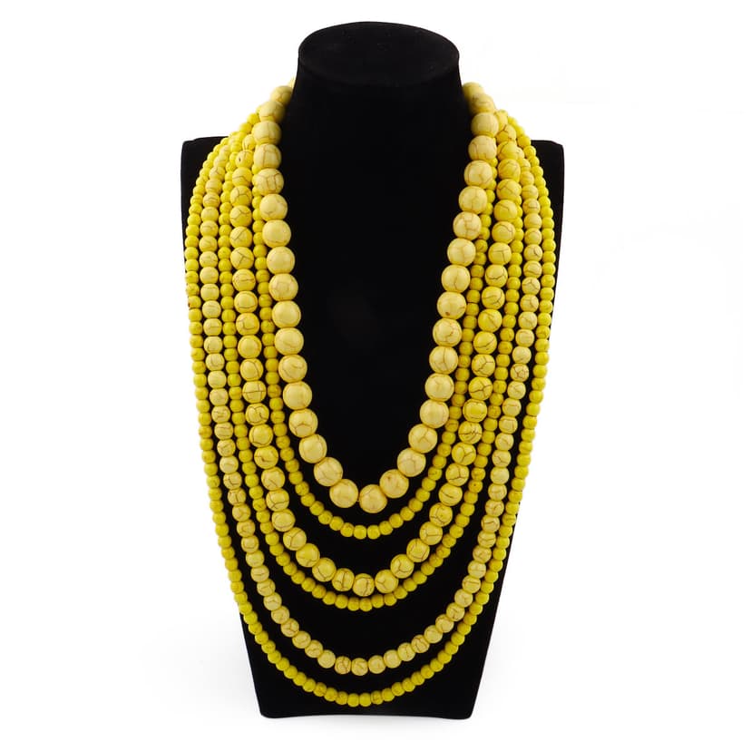 Ladies Stone Necklace Yellow - Gz-La-7