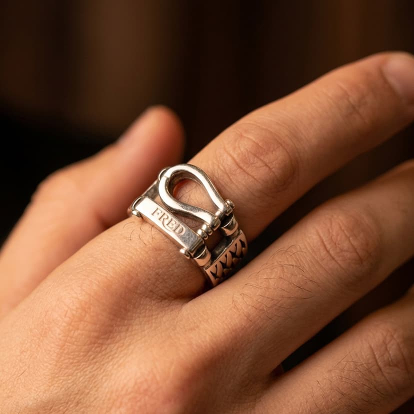 Gents Finger Ring Metal Stone
