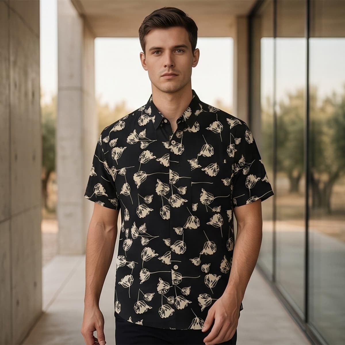 Hawaiian Printed Casual Shirt Short Sleeve