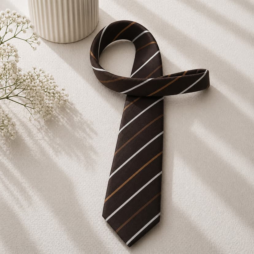 Men Slim Fit Tie 7cm Coffee Printed