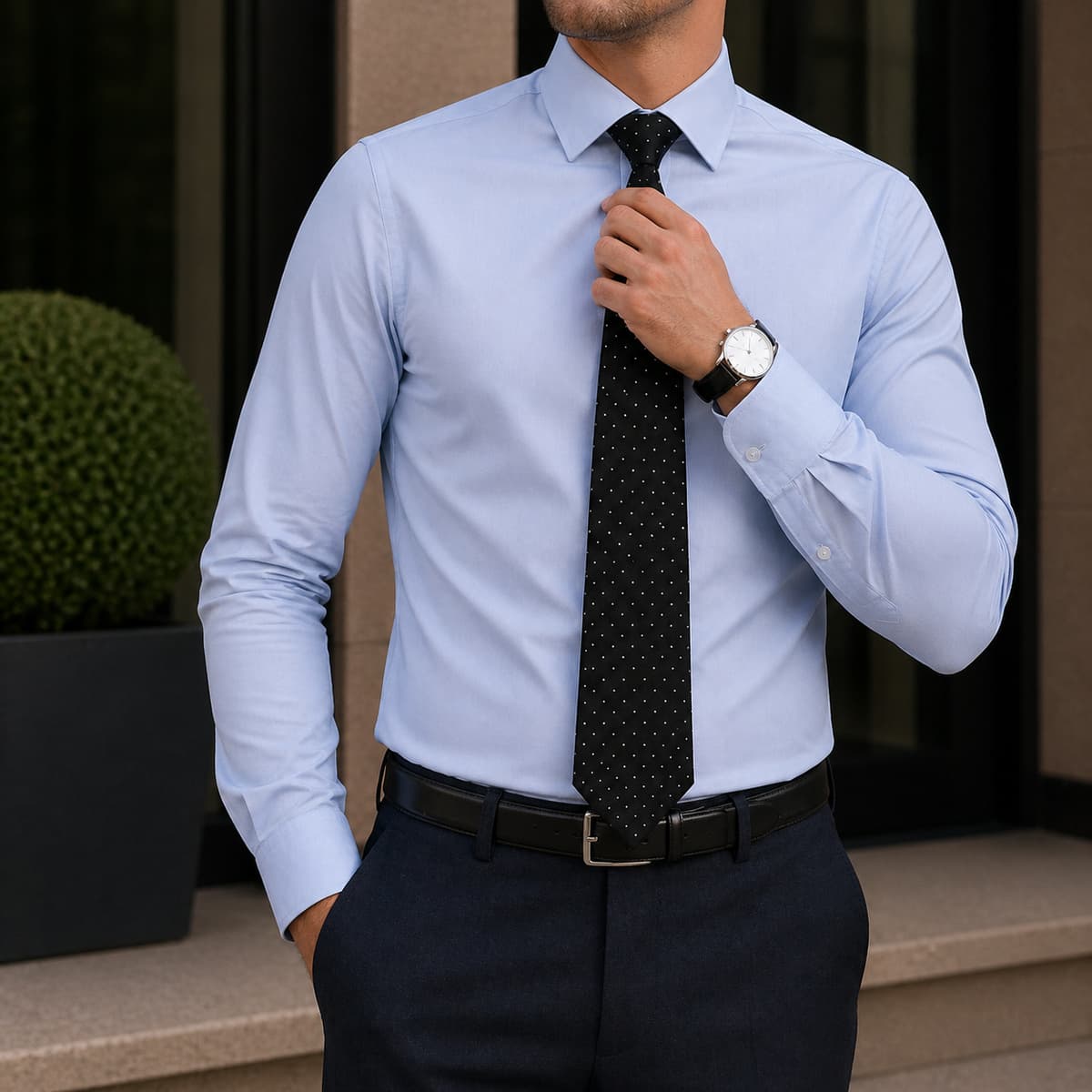 Men Slim Fit Tie 7cm Black Printed
