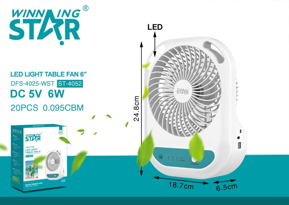 Winning Star Battery Powered Table Fan - ST-4052