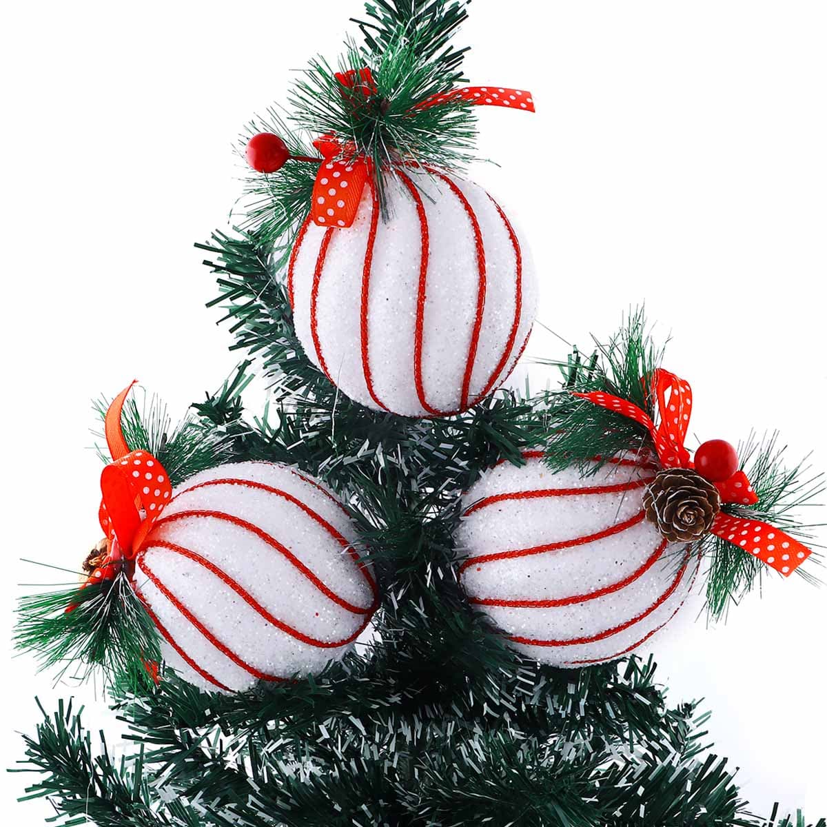 Christmas Decoration Bauble White & Red