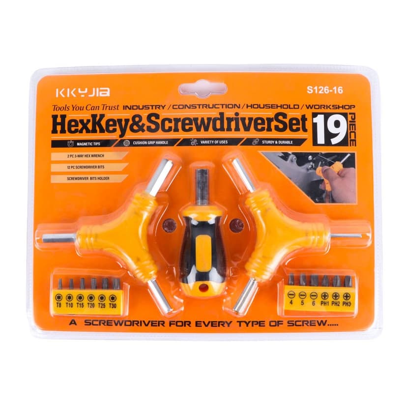 Kkyjia Hex Key & Screwdriver Set 19 Piece