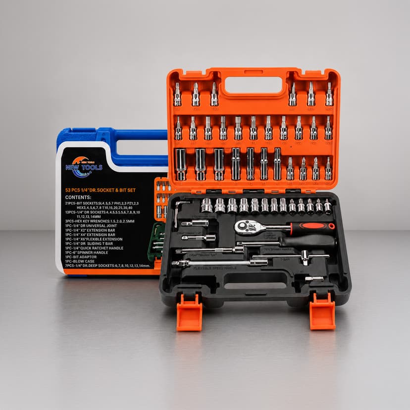 1/4" DR Socket & Bit Set 53 piece