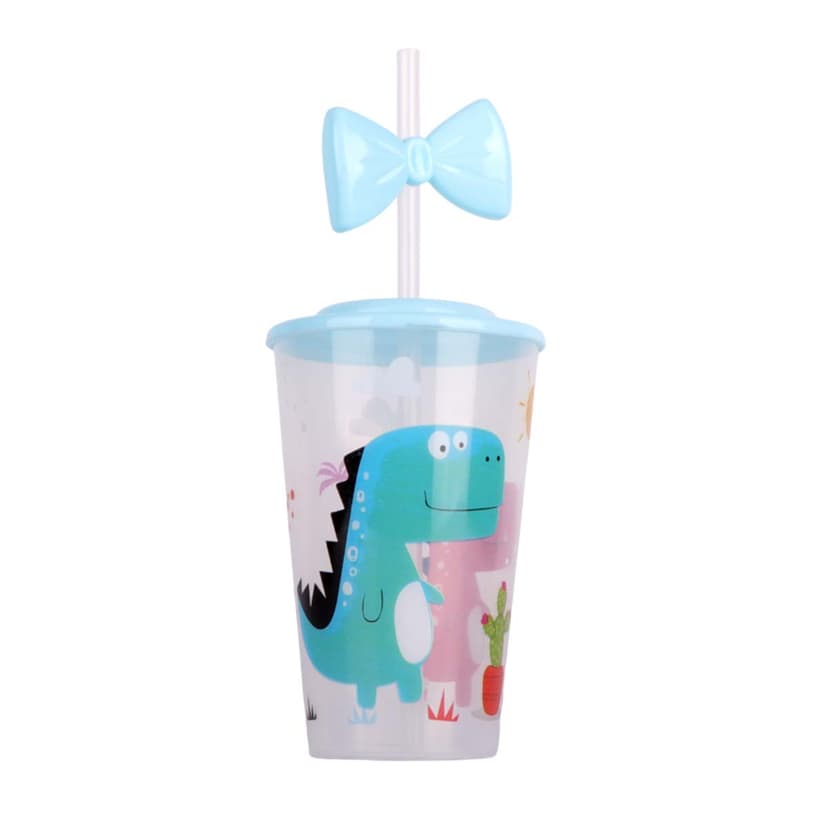 Dinosaur Design Plastic Tumbler with Straw 600ml