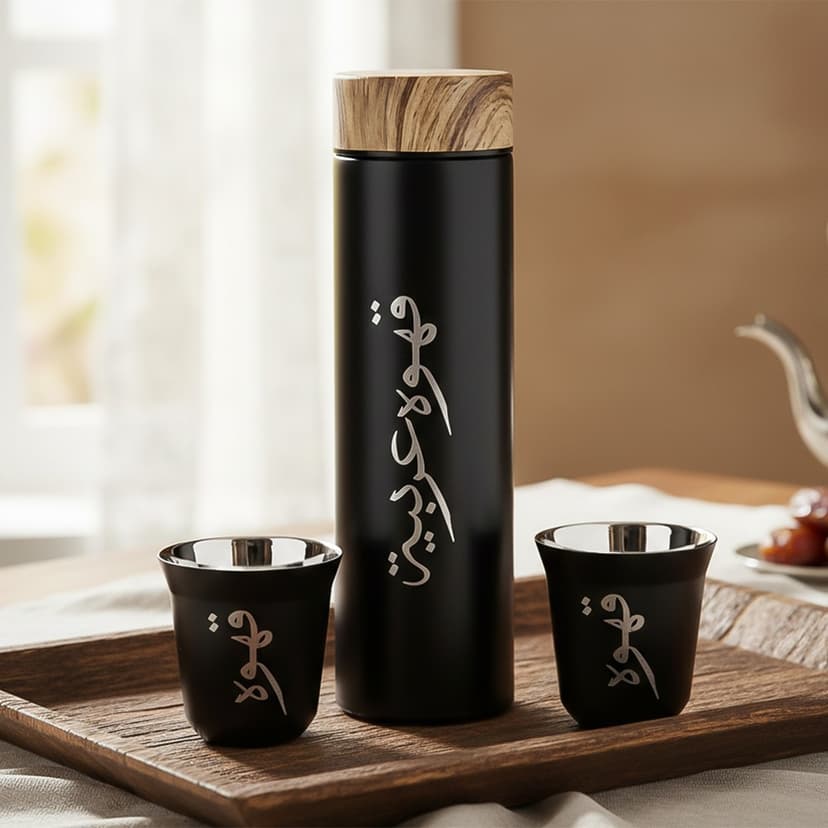Stainless Steel Vacuum Bottle with Cup Set 3 Piece