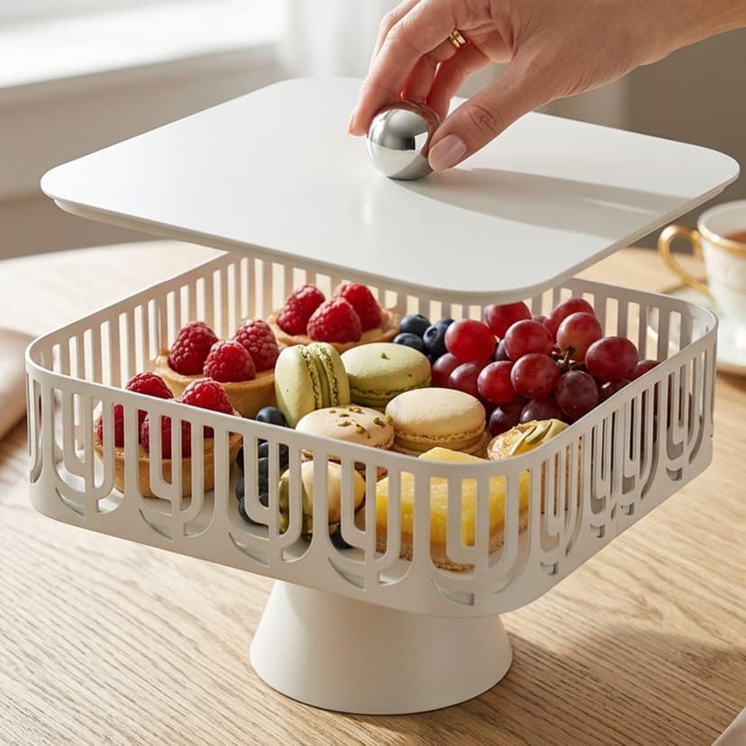 Square Metal Candy Bowl with Cover