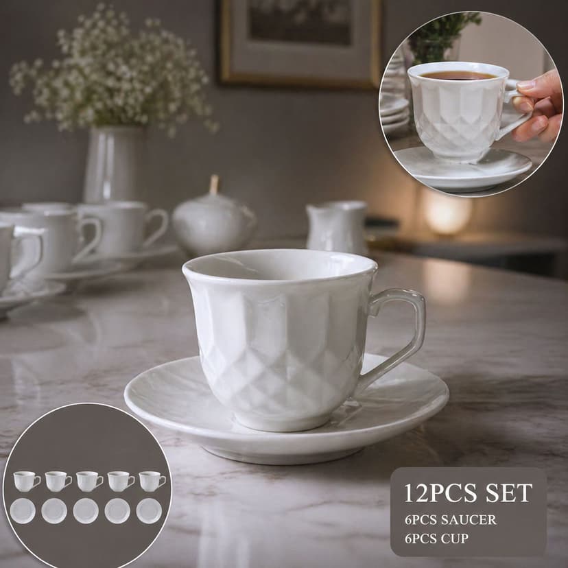 Ceramic Coffee Cup Set 12 Piece