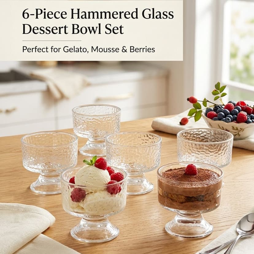 Glass Ice Cream Bowl Set 6 Piece