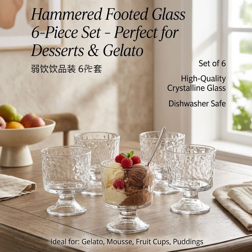Glass Ice Cream Bowl Set 6 Piece