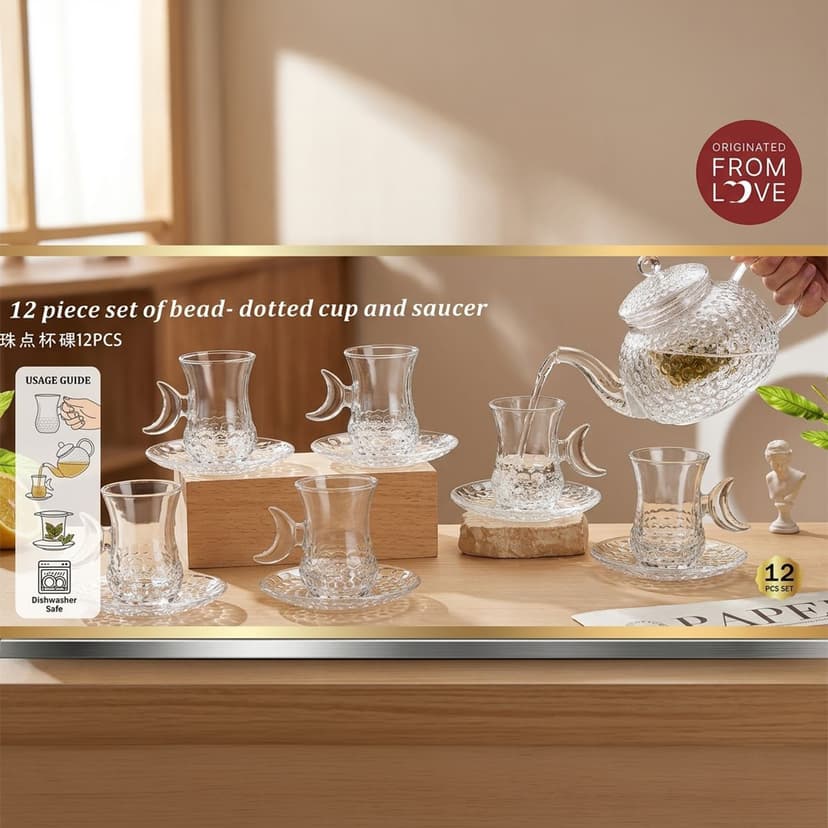 Istiken and Saucer Glass Set 12 Piece
