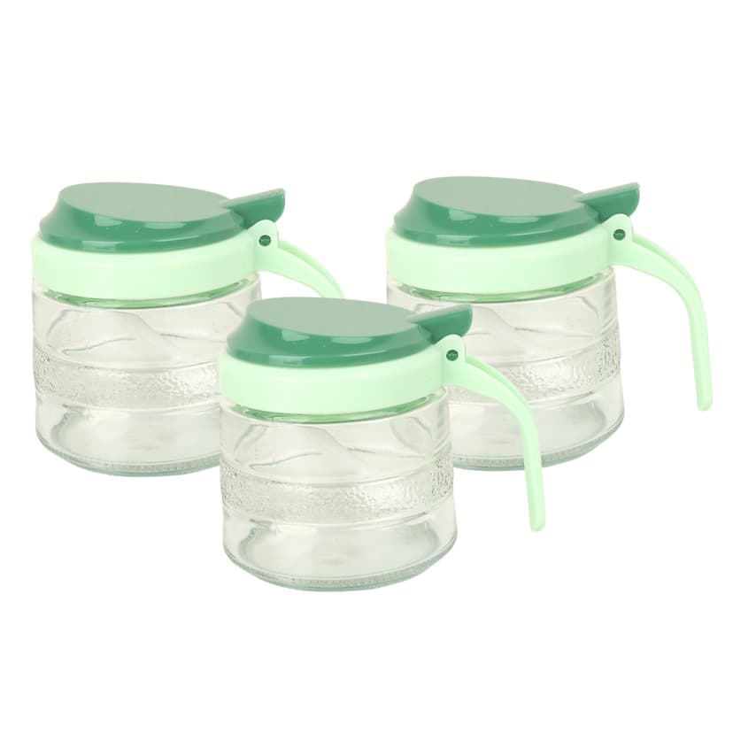 Glass Sugar Bowl with Cover 3 Piece
