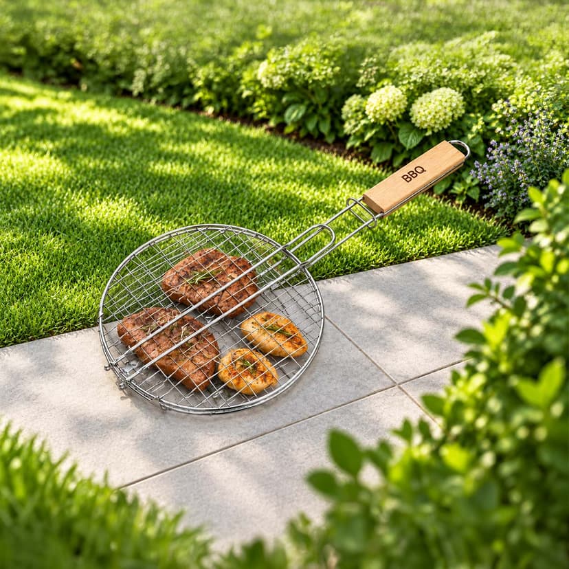 BBQ Grill Net with Wood Handle