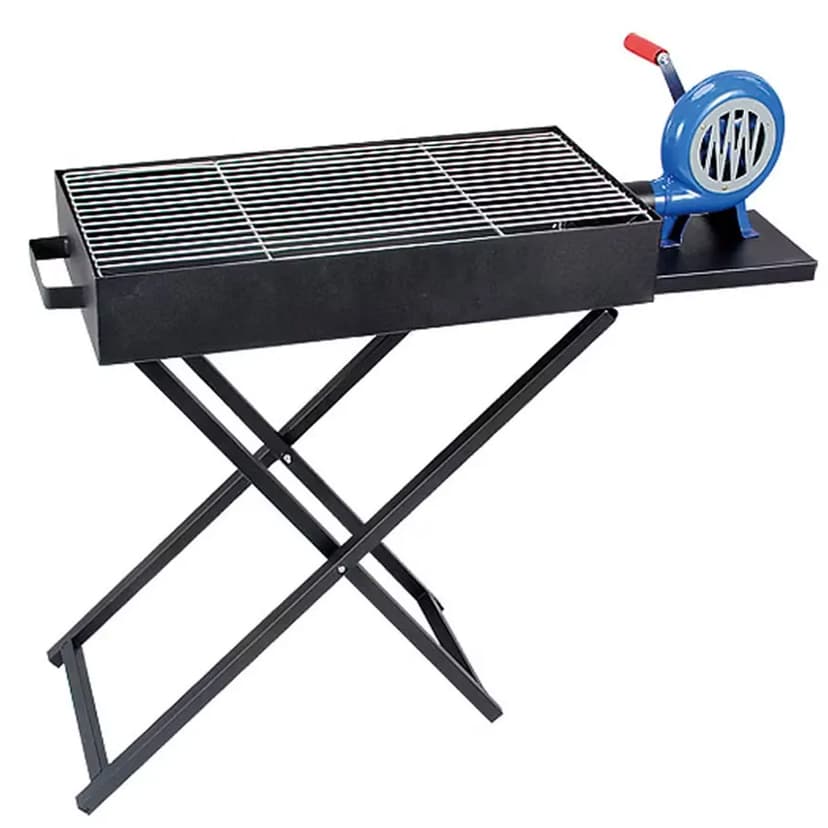 Portable Charcoal Barbecue Grill with Manual Air Blower