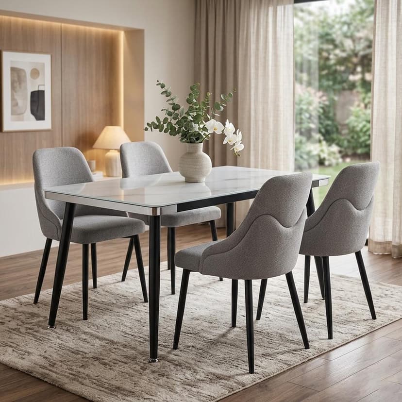 Glass Dining Table Rectangular 4 Seater