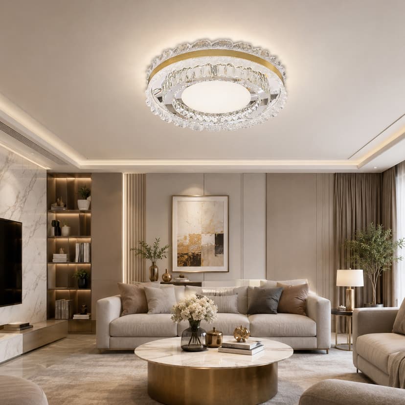 Silver Crystal Ceiling Light