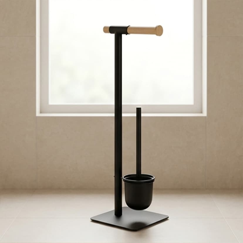 Toilet Paper Holder with Brush