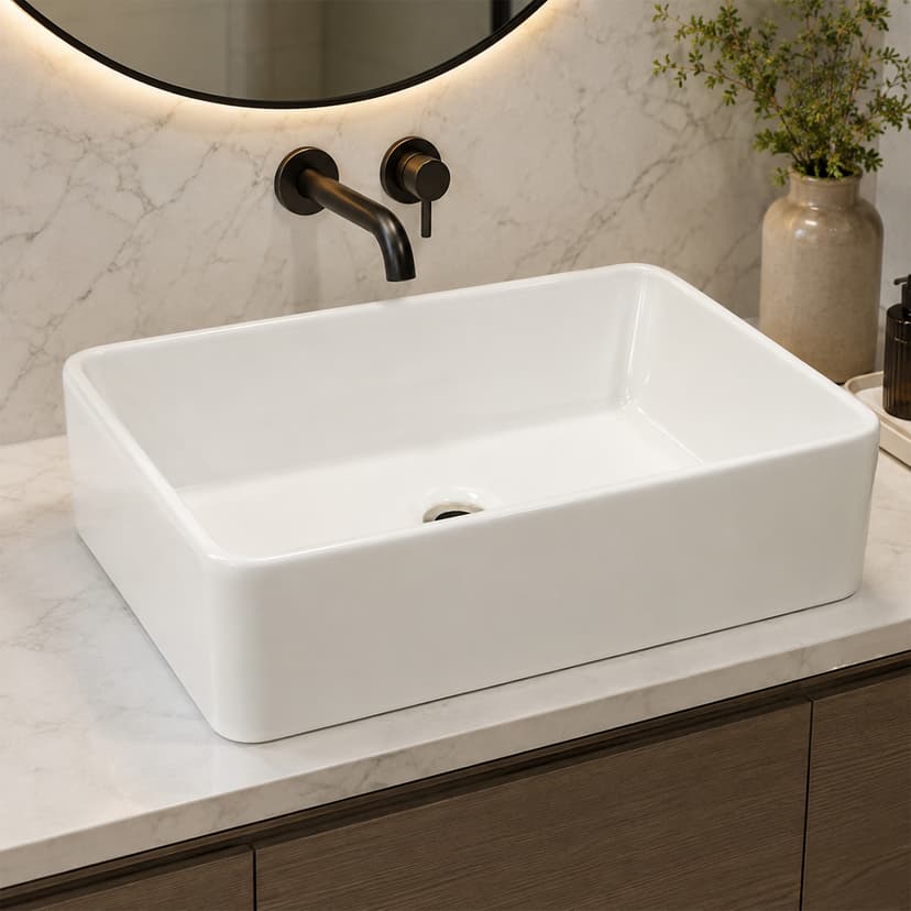 White Counter Basin
