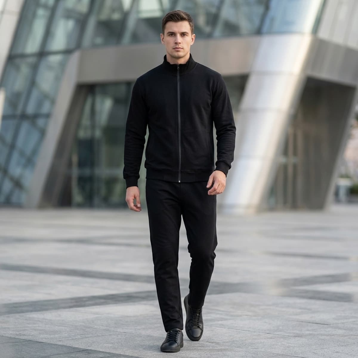 Men Track Suit-Black-M