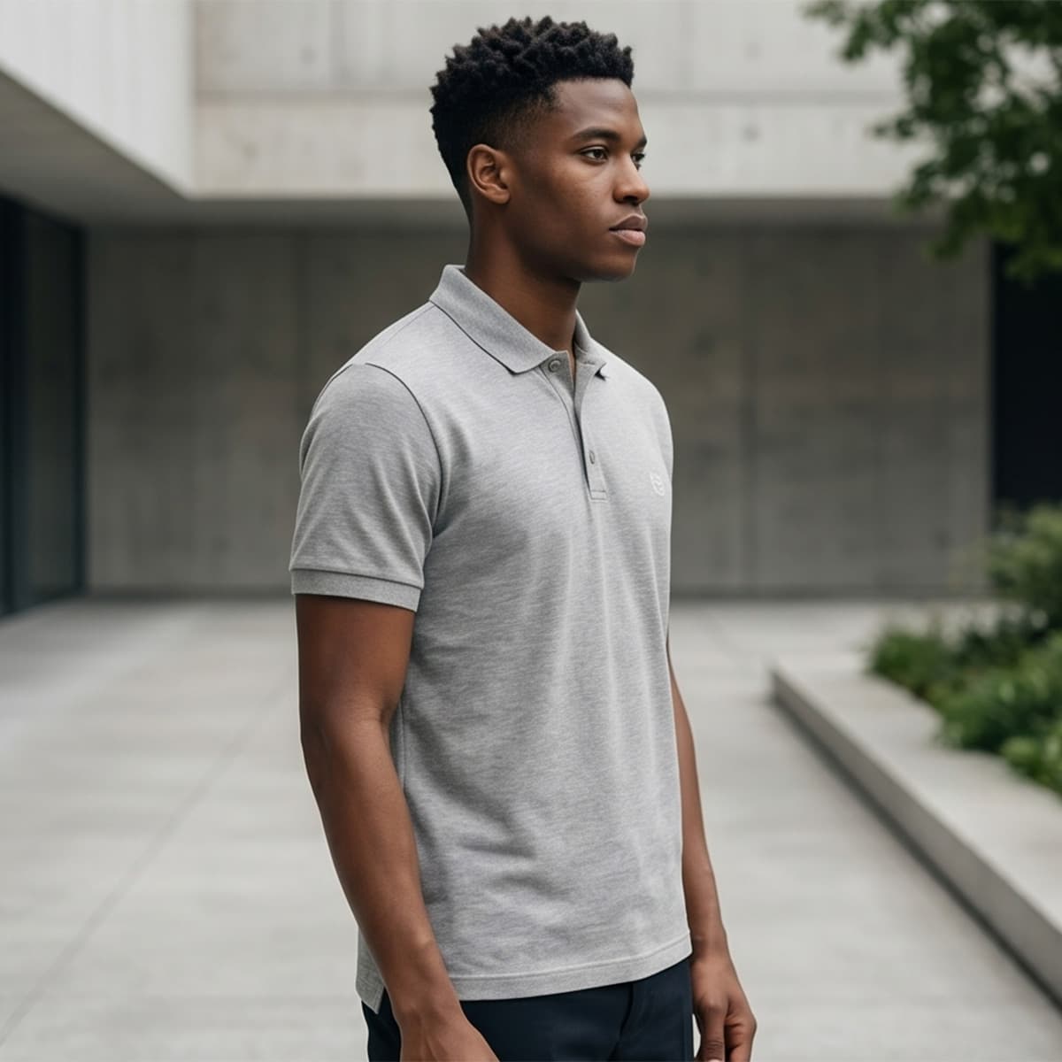 Men Polo T-Shirt Plus Size-Grey-3XL