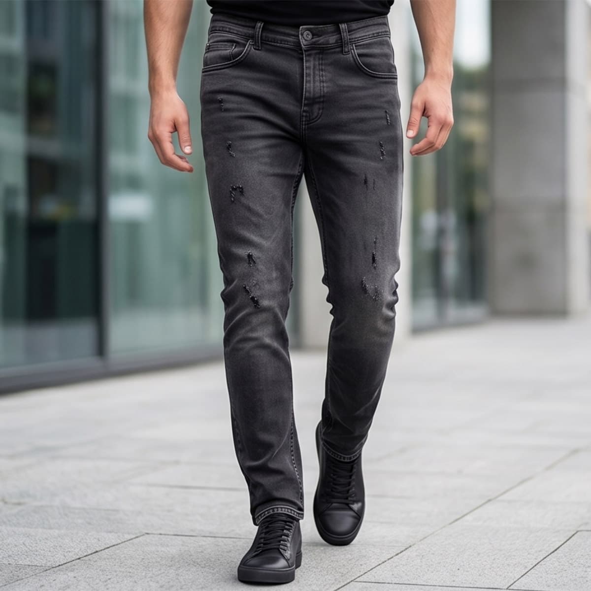 Men Slim Fit Jeans-Charcoal-31