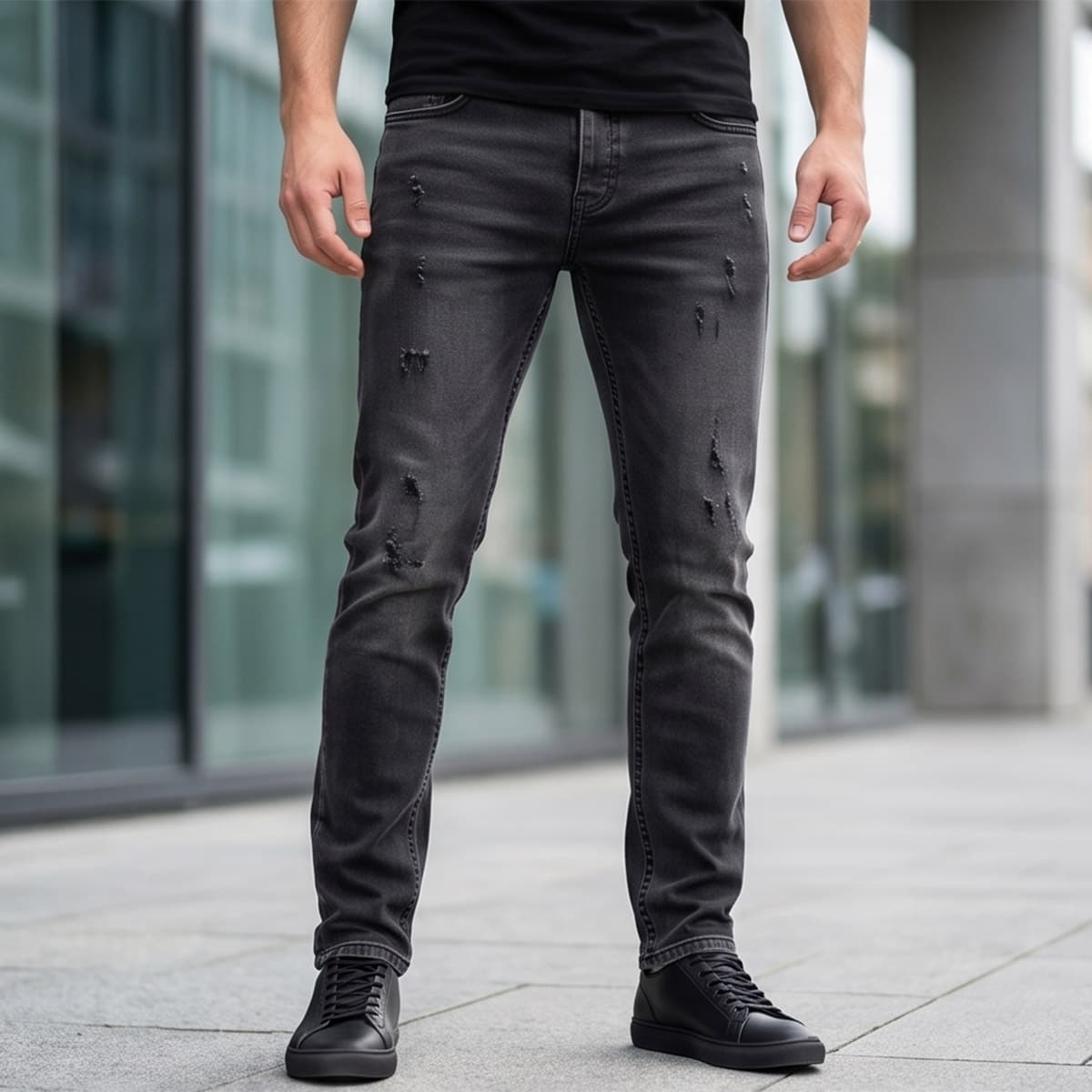 Men Slim Fit Jeans-Charcoal-31