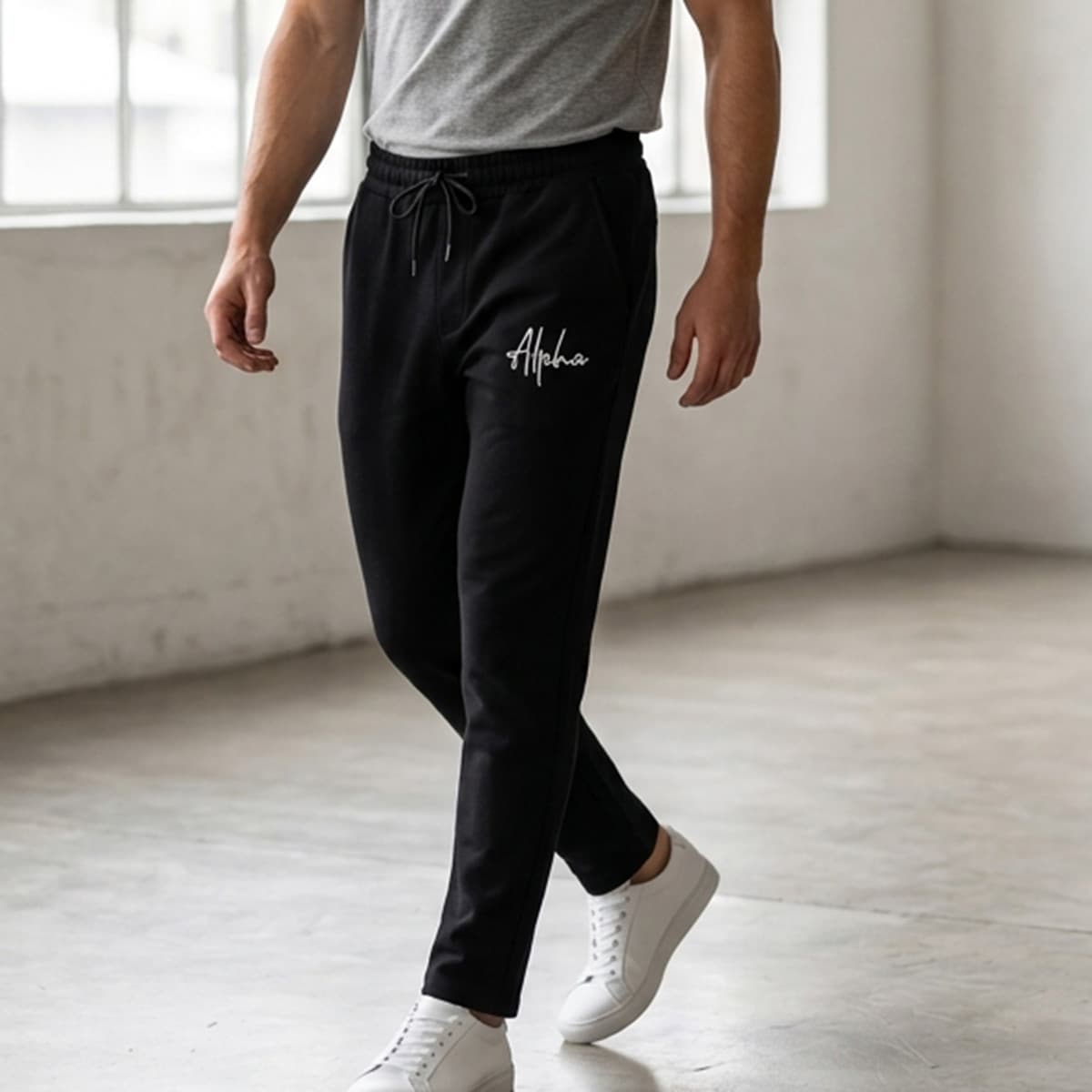 Men Cotton Track Pant Open Hem