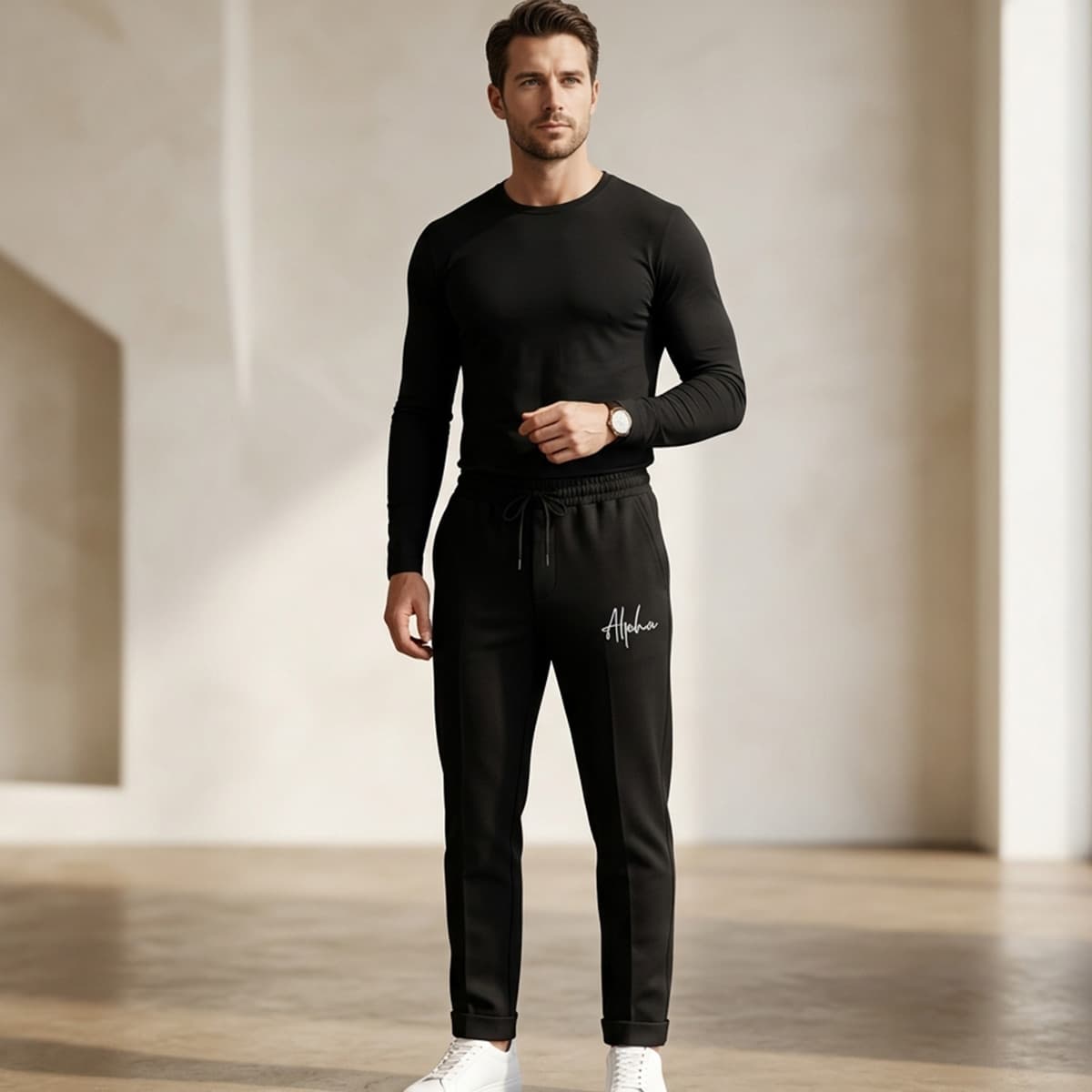 Men Cotton Track Pant Open Hem