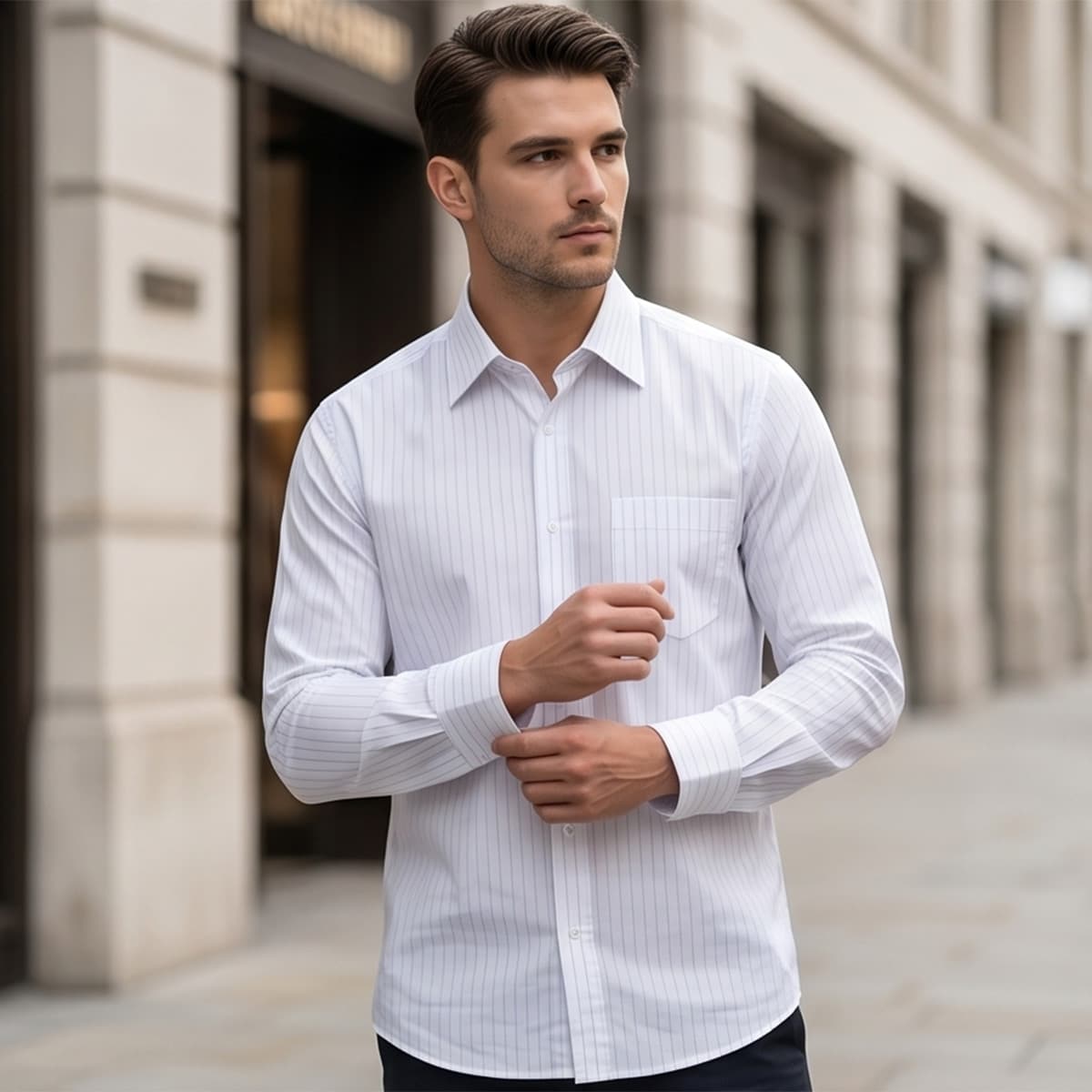 Men Classic Print Formal Shirt