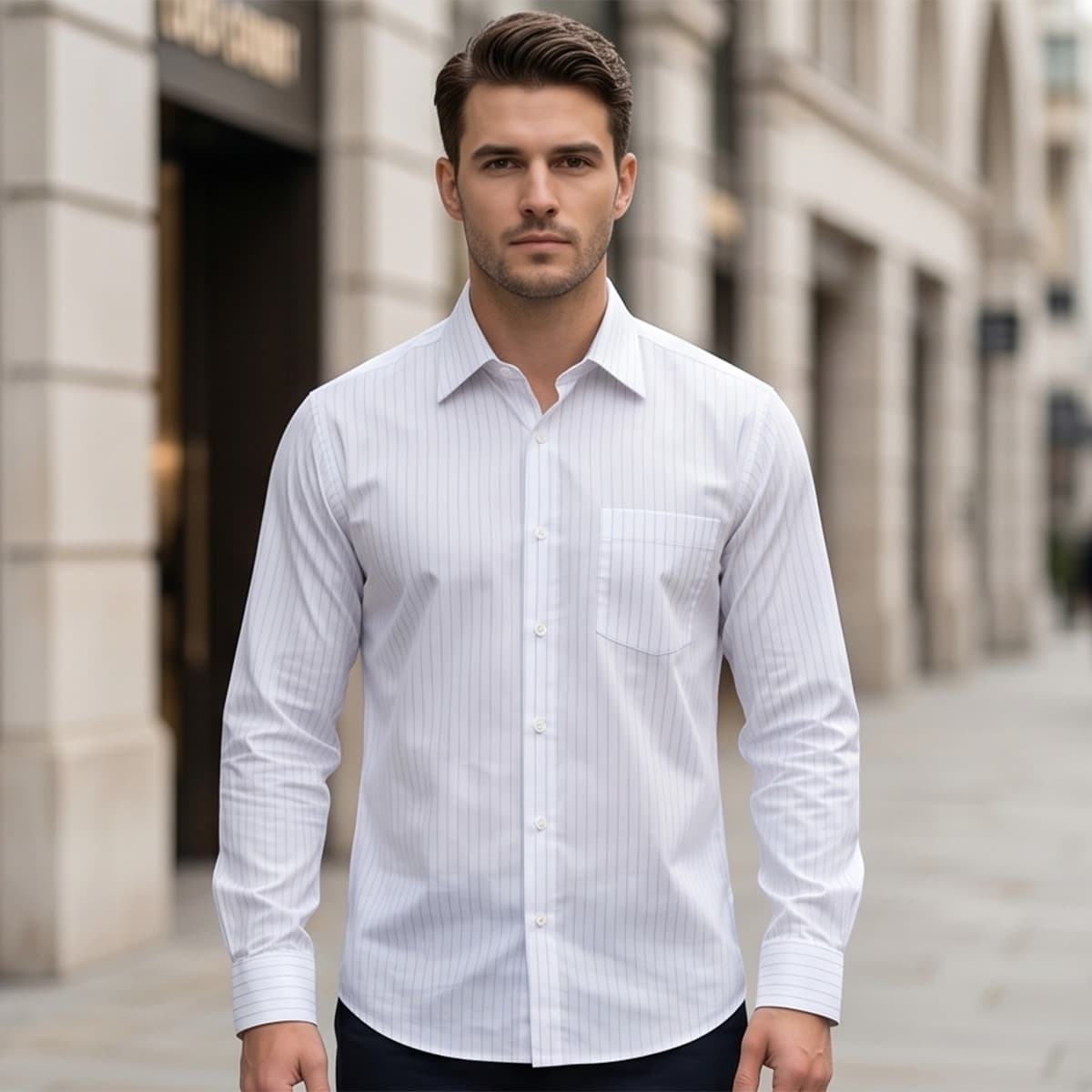 Men Classic Print Formal Shirt