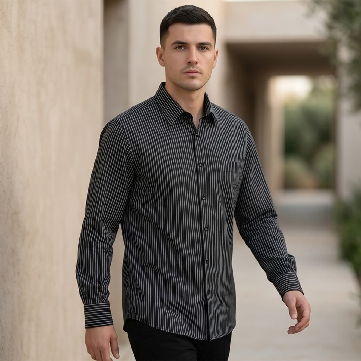 Men Classic Print Formal Shirt