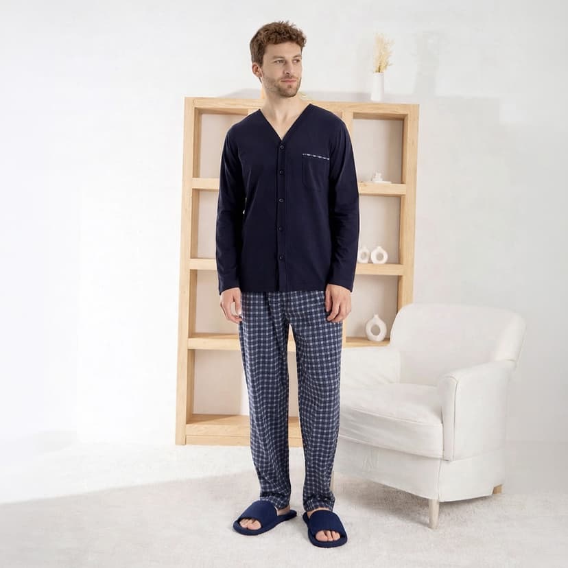 Men Pyjama with Pant Long Sleeve